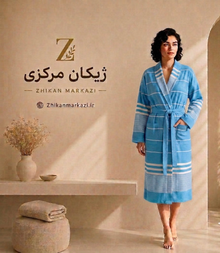 حوله تنپوش نخی یزدی آبی کمرنگ(زنانه/مردانه)
