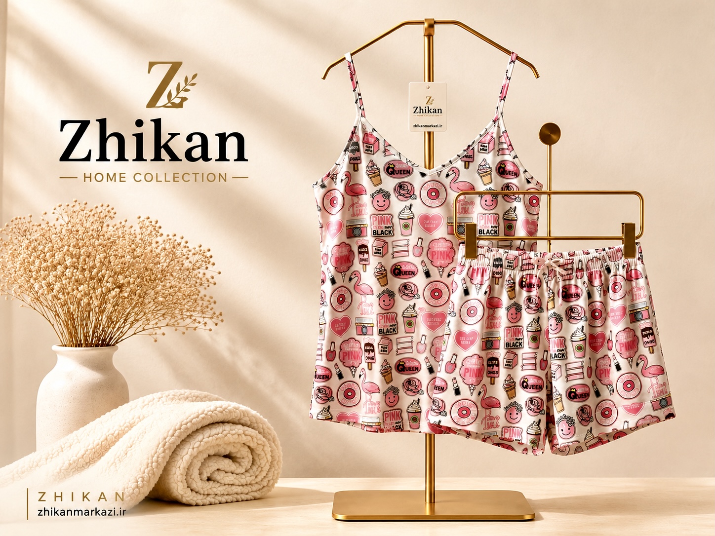 تاپ شلوارک ساتن ابریشم دونات