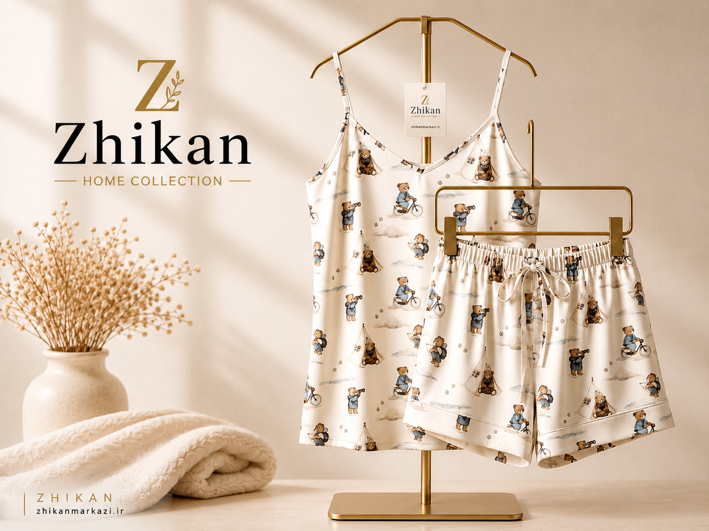 تاپ شلوارک ساتن ابریشم تدی