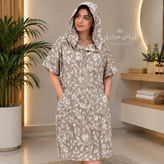 حوله پانچو ژاکارد نخی یزدی زنانه و مردانه کرم رنگ