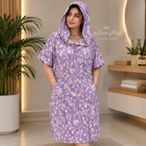 حوله پانچو ژاکارد نخی یزدی زنانه و مردانه رنگ یاسی