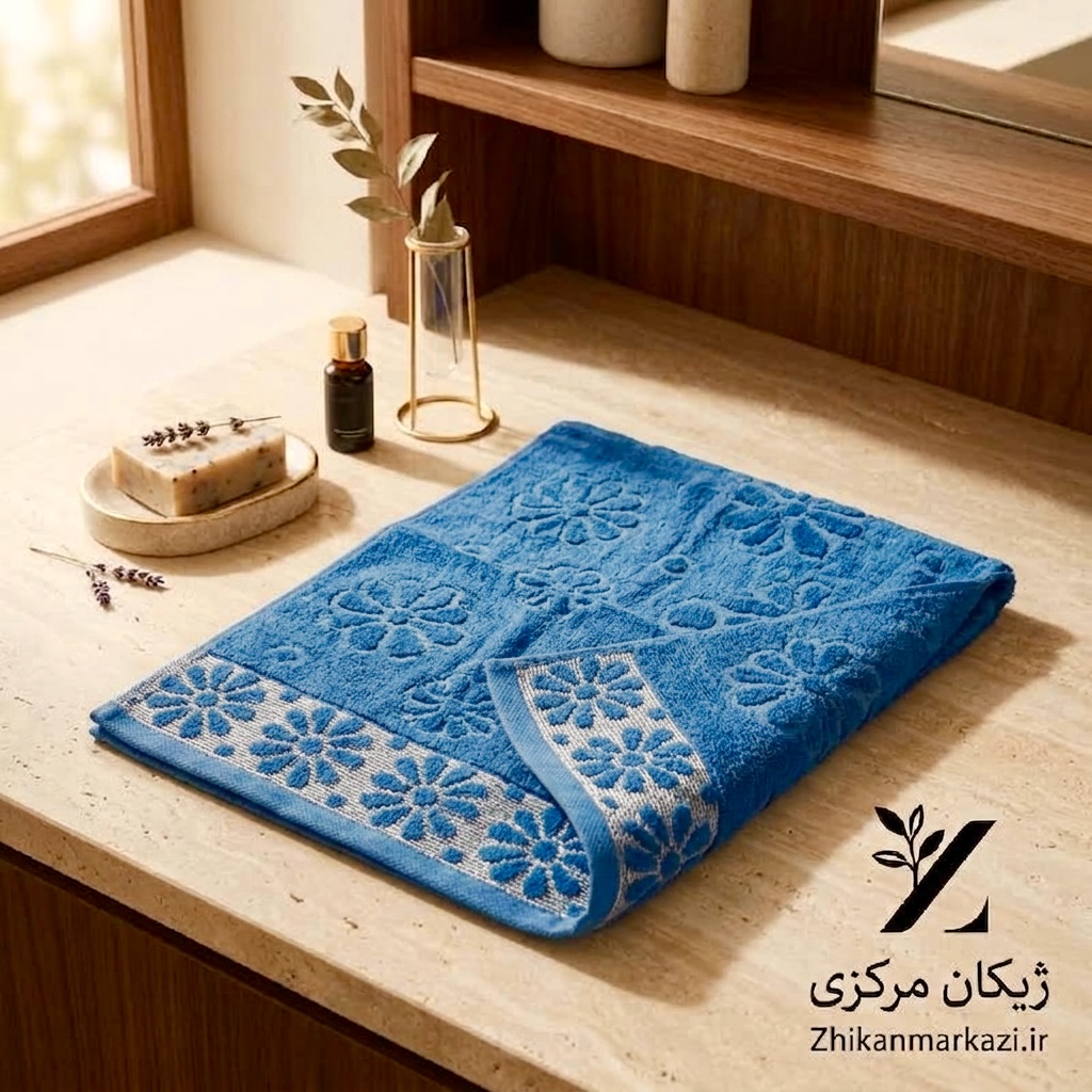حوله دست و صورت ۷۰×۴۰ سانتی‌متر سبزآبی