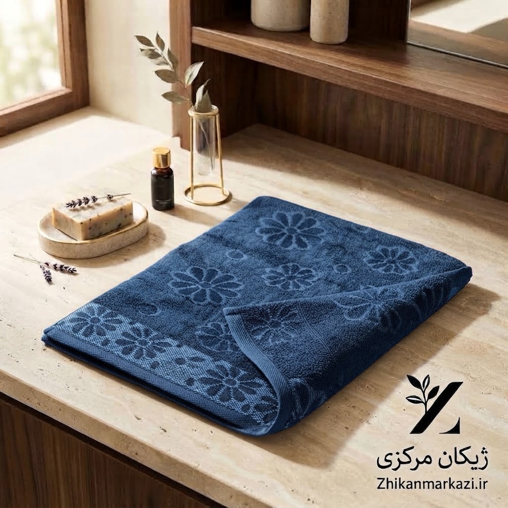 حوله دست و صورت ۷۰×۴۰ سانتی‌متر آبی
