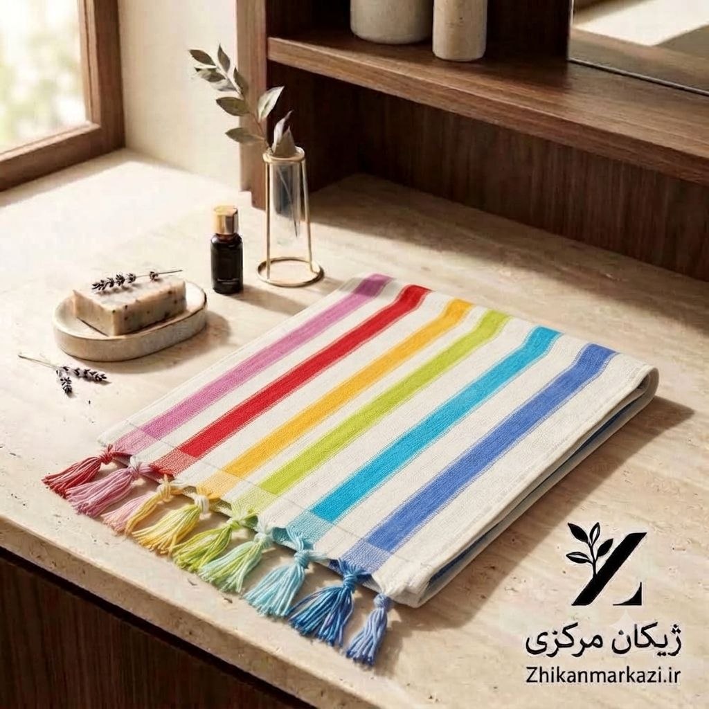 حوله دست و صورت رنگارنگ ریشه‌دار