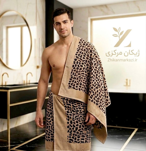 حوله حمامی پودایران طرح پلنگی ۹۰×۱۵۰ سانتیمتر | ۱۰۰٪ پنبه